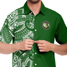Liahona High School Shirt - Green-Short Sleeve Button Down Shirt - AOP-Atikapu
