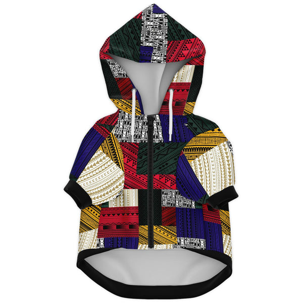 Polynesian Design Retro Patchwork Dog Hoodie - Atikapu 00247-Fashion Dog Zip-Up Hoodie - AOP-Atikapu