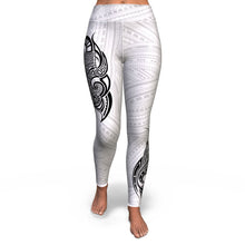 Polynesian Design White High Waist Leggings-Yoga Leggings - AOP-Atikapu