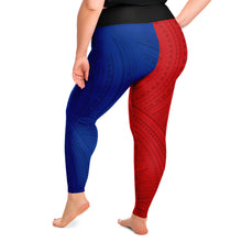 Polynesian Design Plus Size Leggings Red Blue-Plus Size Legging - AOP-Atikapu