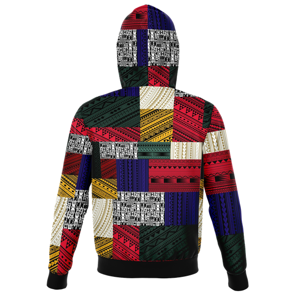Polynesian Design Retro Patchwork Zip Hoodies - Atikapu 00247-Athletic Zip-Up Hoodie - AOP-Atikapu