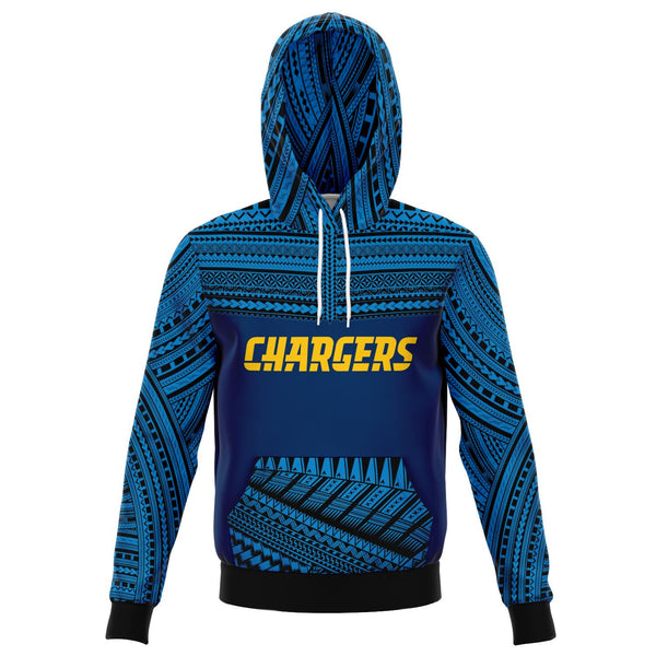 Polynesian Design Pullover Hoodie - Los Angeles Chargers-Fashion Hoodie - AOP-Atikapu