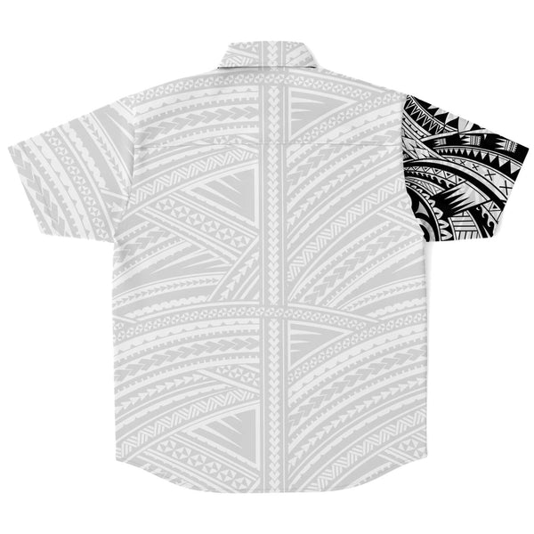 polynesian dress shirts Tribal Polynesian 3/4 Sleeves Hawaiian White Shirt White / M