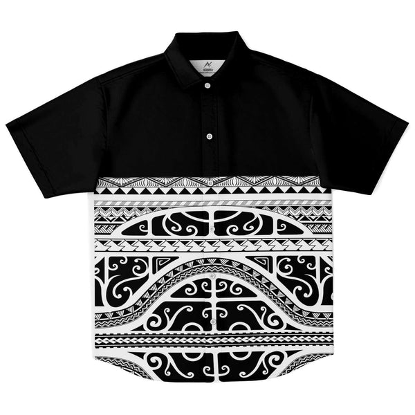 Polynesian Design Collar Shirt - Atikapu 00311-Short Sleeve Button Down Shirt - AOP-Atikapu