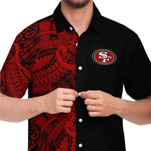 San Francisco 49ers Collar Shirt - Polynesian Design 49ers Shirt Black-Short Sleeve Button Down Shirt - AOP-Atikapu