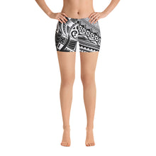 Polynesian Design Shorts Black and White-Atikapu