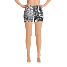 Polynesian Design Shorts Black and White-Atikapu