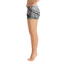 Polynesian Design Shorts Black and White-Atikapu