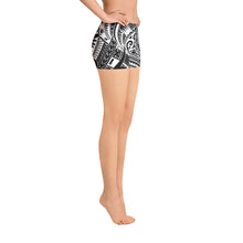 Polynesian Design Shorts Black and White-Atikapu