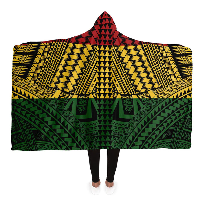 Polynesian Design Hooded Blanket Reggae Color