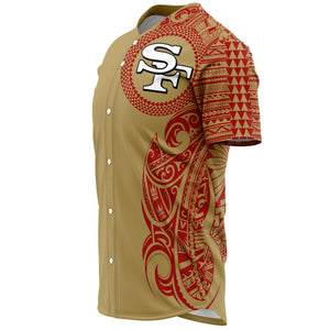 San Francisco 49ers Shirt - Polynesian Design 49ers Shirt Gold-Baseball Jersey - AOP-Atikapu