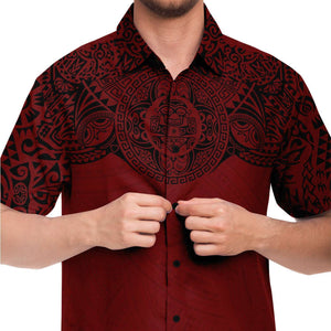 Polynesian Design Collar Shirt - Atikapu 00308-Short Sleeve Button Down Shirt - AOP-Atikapu