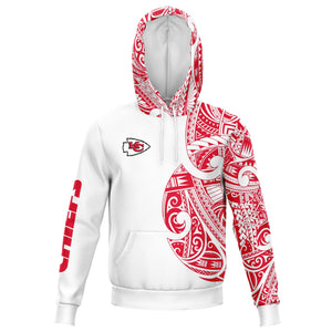 Kansas City Chiefs Hoodies - Polynesian Design Chiefs Hoodie White-Fashion Hoodie - AOP-Atikapu