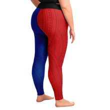 Polynesian Design Plus Size Leggings Red Blue-Plus Size Legging - AOP-Atikapu