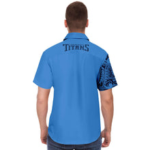Tennessee Titans Collar Shirts - Polynesian Design Tennessee Titans Button Down Shirts Blue-Short Sleeve Button Down Shirt - AOP-Atikapu