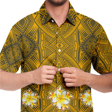Polynesian Pattern Collar Shirt Atikapu 00294-Short Sleeve Button Down Shirt - AOP-Atikapu