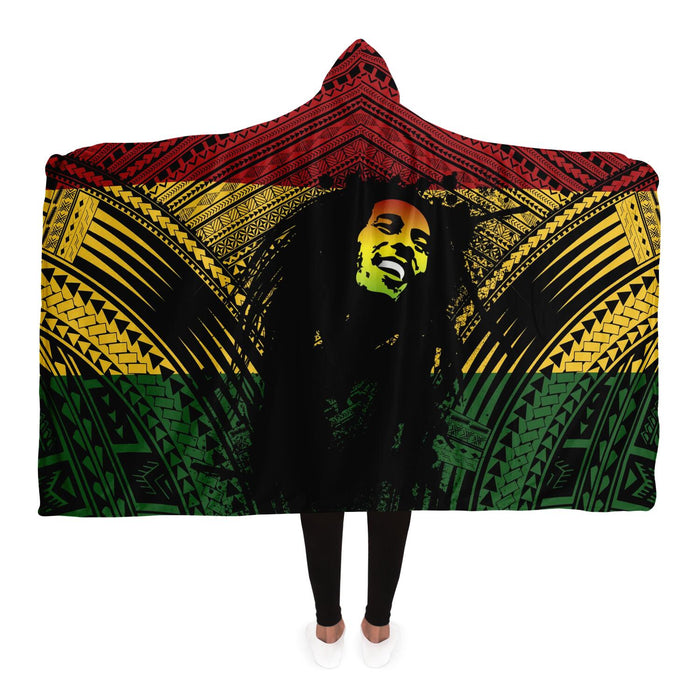 Polynesian Design Bob Marley Hooded Blanket