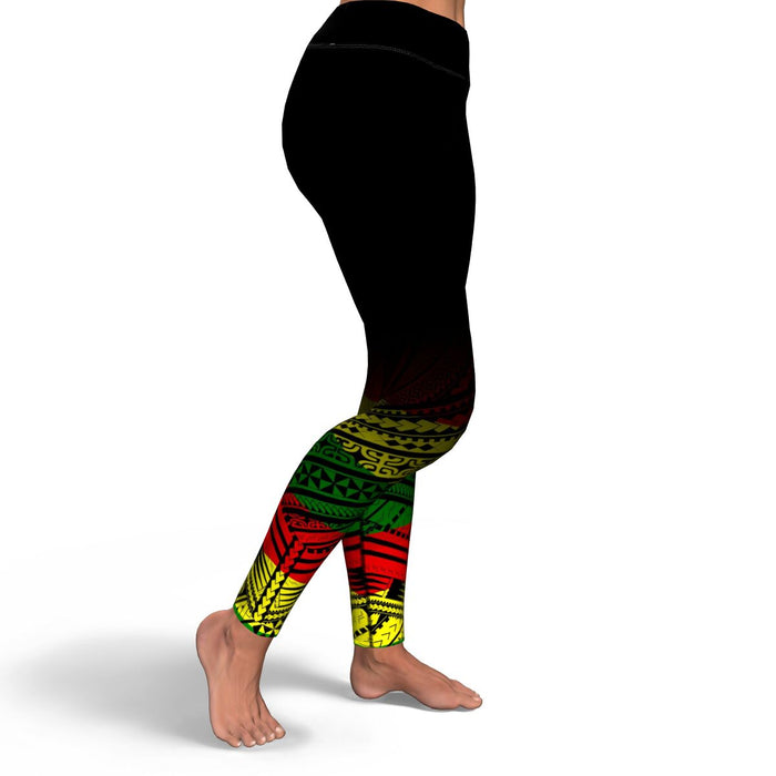 Polynesian Design Reggae Style High Waist Leggings