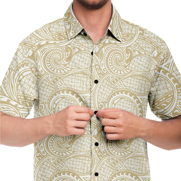 Polynesian Design Collar Shirt Atikapu 00286-Short Sleeve Button Down Shirt - AOP-Atikapu
