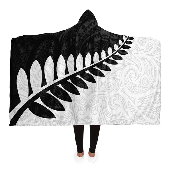 Silver Fern of New Zealand Hooded Blankets - Maori Design Blankets-Hooded Blanket - AOP-Atikapu
