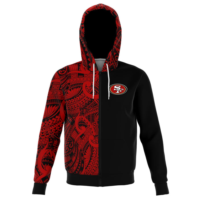 Zip Hoodies - San Francisco 49ers Hoodies - Polynesian Design 49ers Hoodies