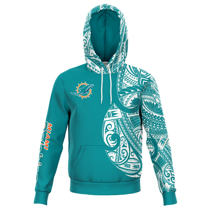 Miami Dolphins Hoodies - Polynesian Design Dolphins Hoodies