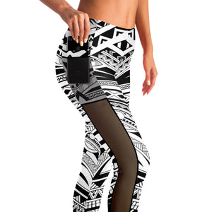 Polynesian Design Mesh Pocket Leggings 1-Mesh Pocket Legging - AOP-Atikapu