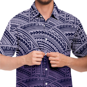 Polynesian Design Collar Shirt Atikapu 00289-Short Sleeve Button Down Shirt - AOP-Atikapu