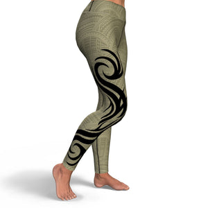 Polynesian Design Camouflage High Waist Leggings-Yoga Leggings - AOP-Atikapu