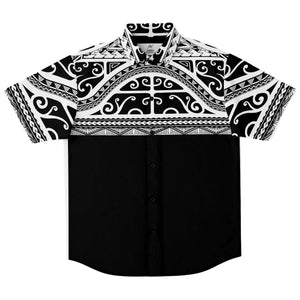 Polynesian Design Collar Shirt - Atikapu 00310-Short Sleeve Button Down Shirt - AOP-Atikapu