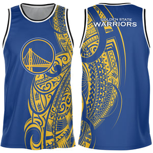 Golden State Warriors Basketball Polynesian Design Jerseys1