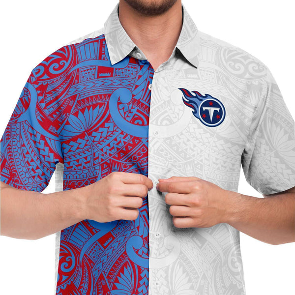 Tennessee Titans Collar Shirts-Short Sleeve Button Down Shirt - AOP-Atikapu
