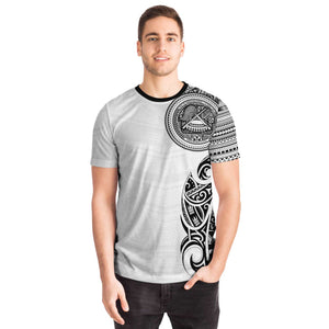 American Samoa Coat of Arms T-shirts Black and White-T-shirt-Atikapu