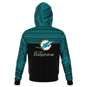 Polynesian Design Pullover Hoodie - Miami Dolphins-Fashion Hoodie - AOP-Atikapu