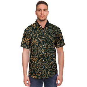 Polynesian Design Collar Shirt Atikapu 00287-Short Sleeve Button Down Shirt - AOP-Atikapu