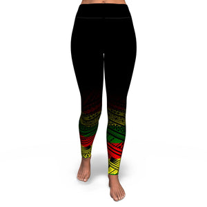 Polynesian Design Reggae Style High Waist Leggings-Yoga Leggings - AOP-Atikapu