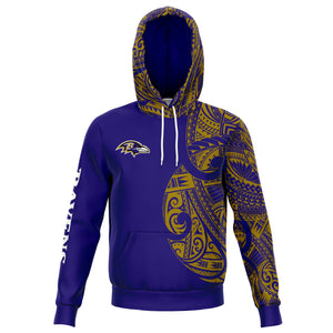 Baltimore Ravens Hoodies - Polynesian Design Ravens Hoodies Purple-Fashion Hoodie - AOP-Atikapu