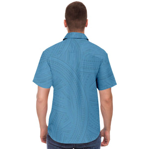 Polynesian Design Collar Shirt - Atikapu 00309-Short Sleeve Button Down Shirt - AOP-Atikapu