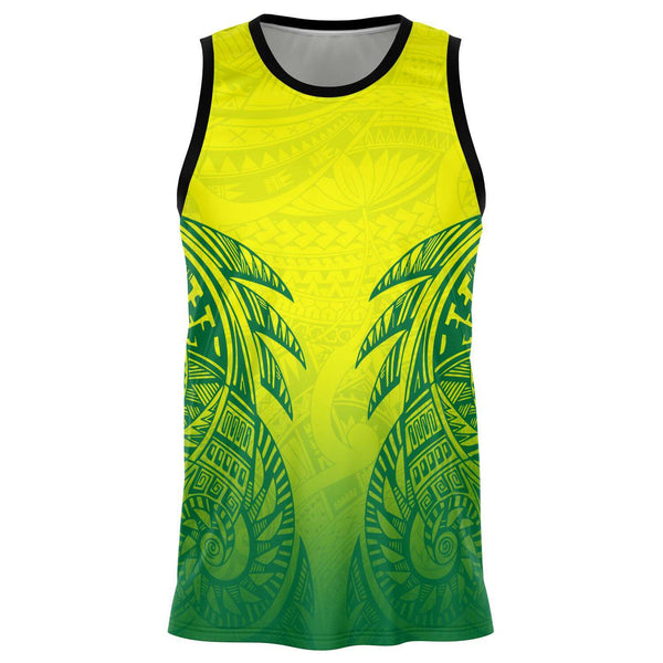 Polynesian Tribal Basketball Jersey Green