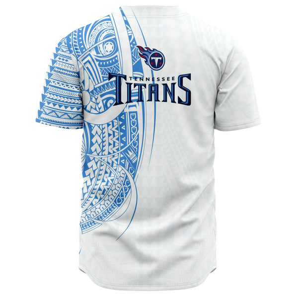 Tennessee Titans Baseball Jersey - Polynesian Design Tennessee Titans Shirt White-Baseball Jersey - AOP-Atikapu