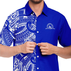 Tupou College Toloa Shirt-Short Sleeve Button Down Shirt - AOP-Atikapu