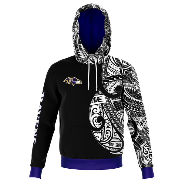 Baltimore Ravens Hoodies - Polynesian Design Raven's Hoodie Black-Fashion Hoodie - AOP-Atikapu