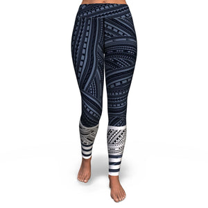 Polynesian Design Stripe High Waist Leggings - Atikapu 00314-Yoga Leggings - AOP-Atikapu