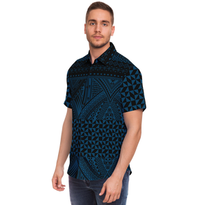 Polynesian Pattern Collar Shirt Atikapu 00293-Short Sleeve Button Down Shirt - AOP-Atikapu