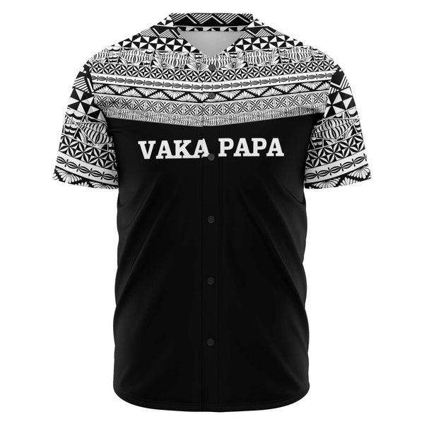 Vaka Papa Shirt - Black-Baseball Jersey - AOP-Atikapu