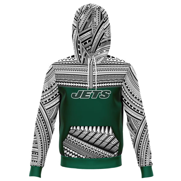 Polynesian Design Pullover Hoodie - New York Jets-Fashion Hoodie - AOP-Atikapu