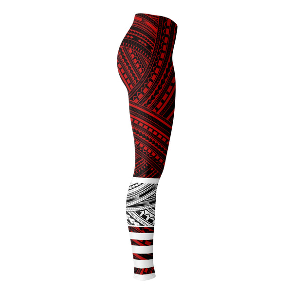 Polynesian Design Leggings Atikapu Red-Leggings - AOP-Atikapu