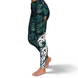 Polynesian Design Flower High Waist Leggings-Yoga Leggings - AOP-Atikapu