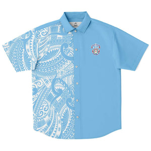 'Apifo'ou College Shirts - Blue-Short Sleeve Button Down Shirt - AOP-Atikapu
