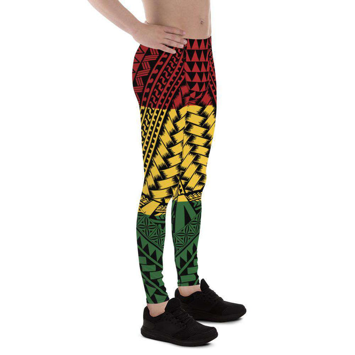 Men's Leggings - Polynesian design reggae color